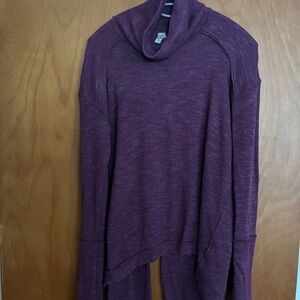 Free People Purple Blouse with Cozy Turtleneck and Relaxed Fit